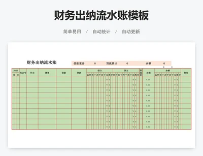 财务出纳流水账模板