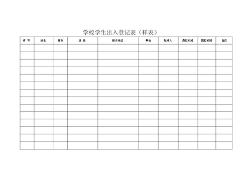 学校外来人员出入登记表