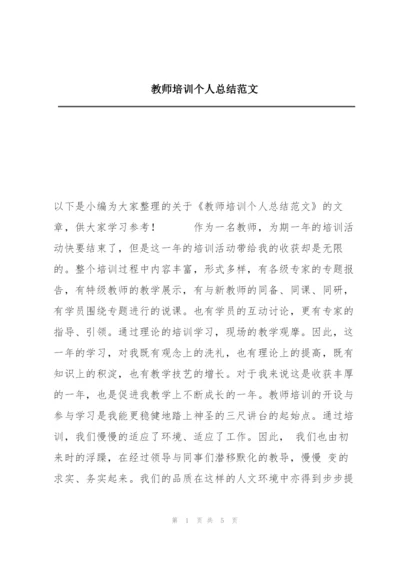 教师培训个人总结范文.docx