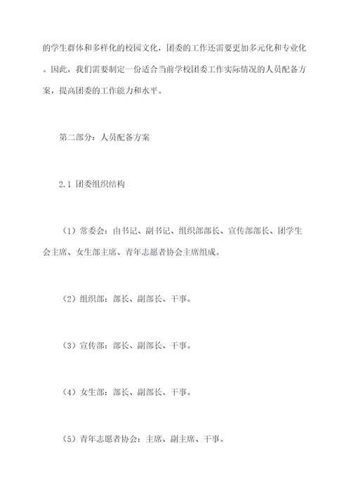 团委领导班子配备方案模板