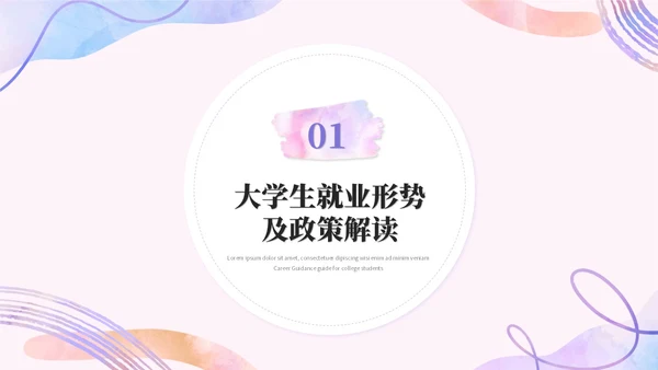 简约水彩风大学生毕业就业指导培训ppt模板