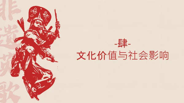 红色拓印风中国传统非遗文化英歌舞介绍PPT模板