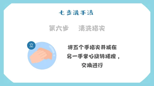 蓝色形状简约七步洗手法步骤卫生健康清洗预防app
