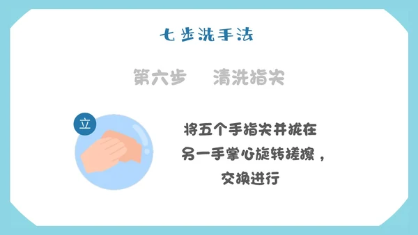 蓝色形状简约七步洗手法步骤卫生健康清洗预防app
