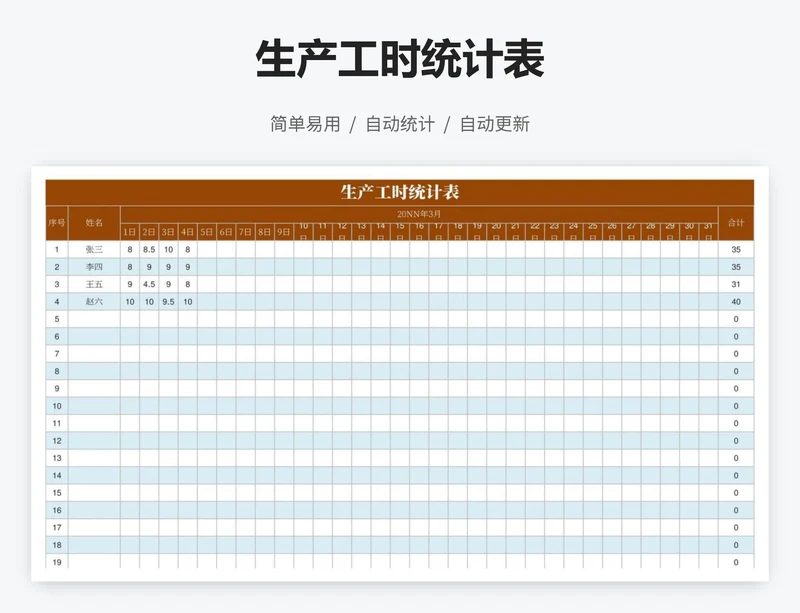 生产工时统计表
