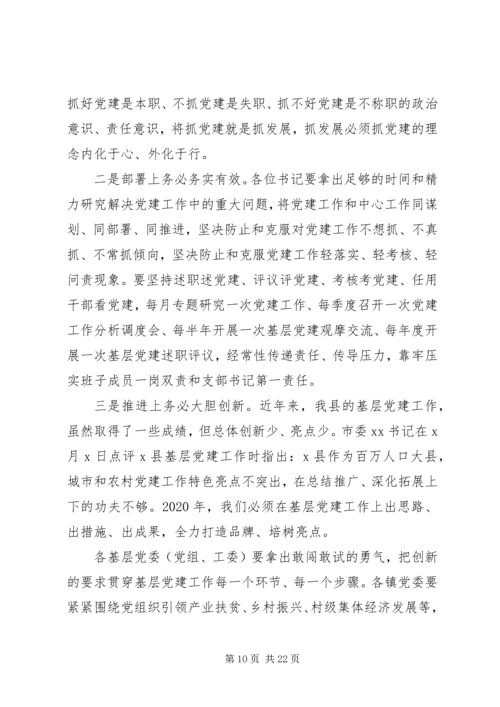 书记在党建述职评议大会上的主持致辞.docx