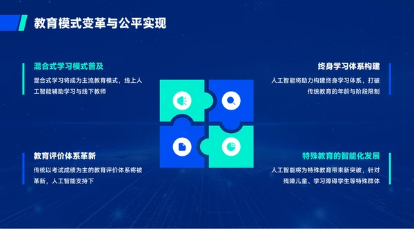 蓝绿色质感风人工智能与教育公平PPT模板