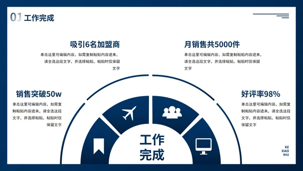几何高级渐变商务月末工作总结PPT模板