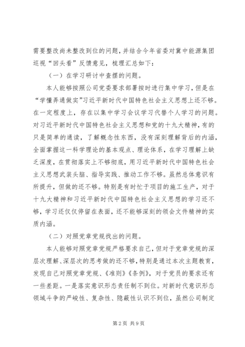 党员关于主题教育专题民主生活会个人检视剖析.docx