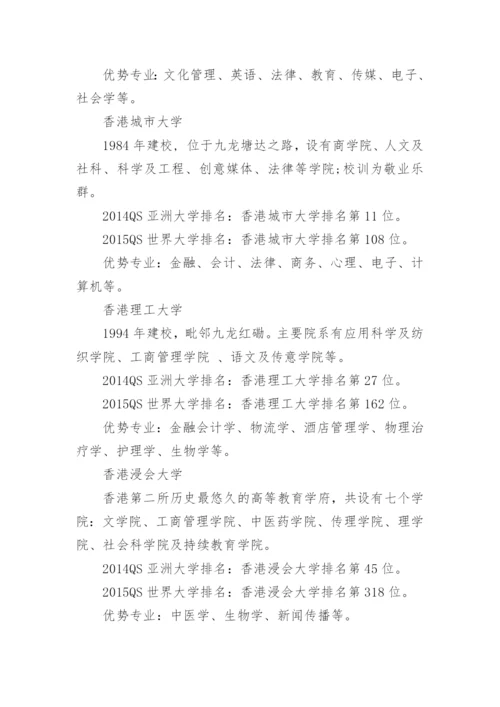 香港八大名校排名及优势专业.docx