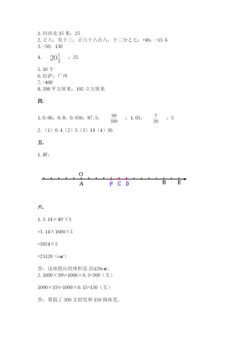 北京海淀区小升初数学试卷及参考答案（能力提升）.docx