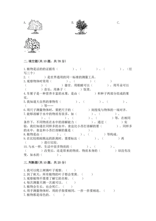 教科版一年级上册科学期末测试卷含完整答案（全国通用）.docx