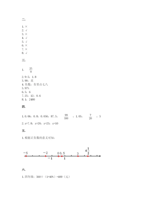 小学六年级升初中模拟试卷含答案【达标题】.docx