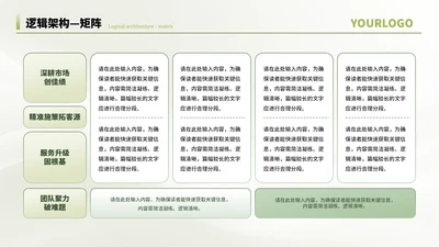 绿色商务风4项矩阵PPT单页