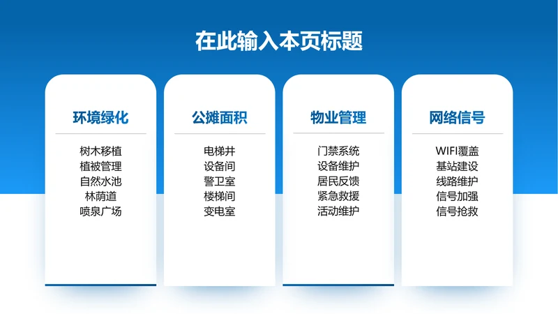 四项-蓝色渐变PPT纯文字