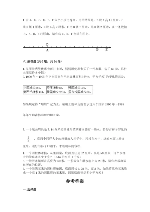 泗阳县六年级下册数学期末测试卷（实用）.docx