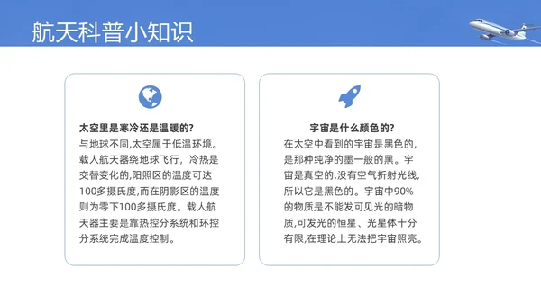 实拍风蓝色航空航天知识飞机飞行器科普PPT课件