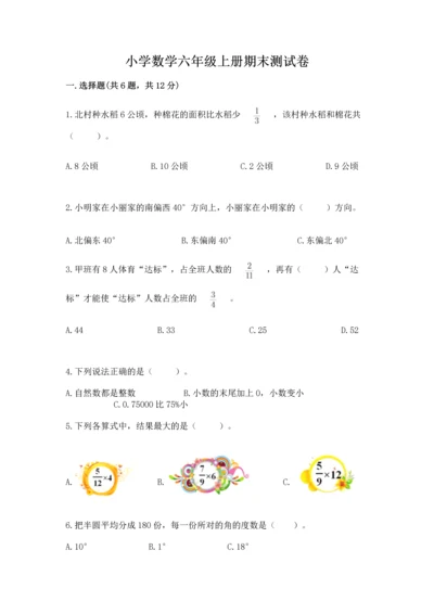 小学数学六年级上册期末测试卷及参考答案【达标题】.docx