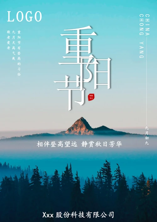 中国传统节日重阳节宣传海报