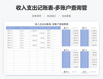 收入支出记账表-多账户查询管理