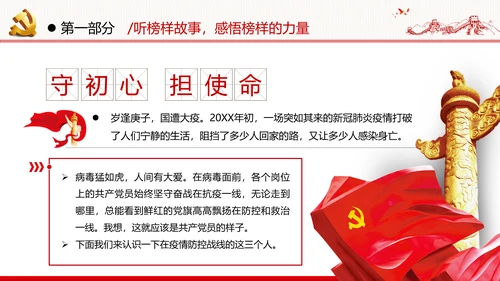 学习榜样精神坚守初心使命榜样微党课党政党建支部团委学习模板