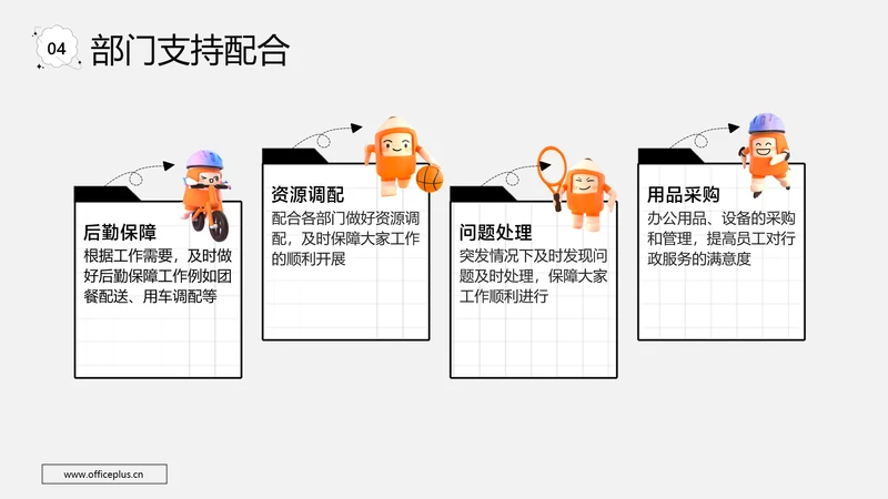 卡通风白色并列关系4项PPT单页