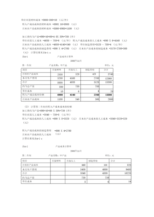 产品成本计算的基本方法一章作业题答案