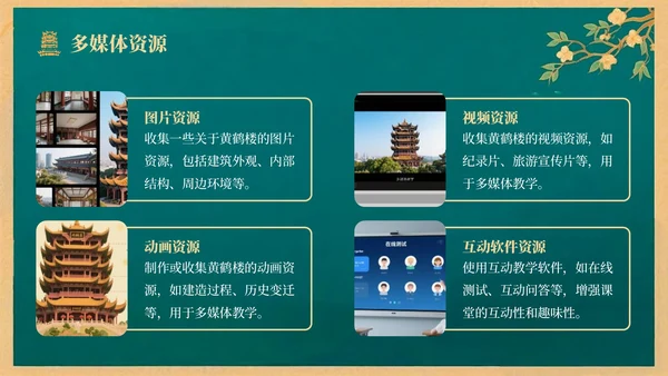 绿色中国风语文课件之黄鹤楼PPT模板