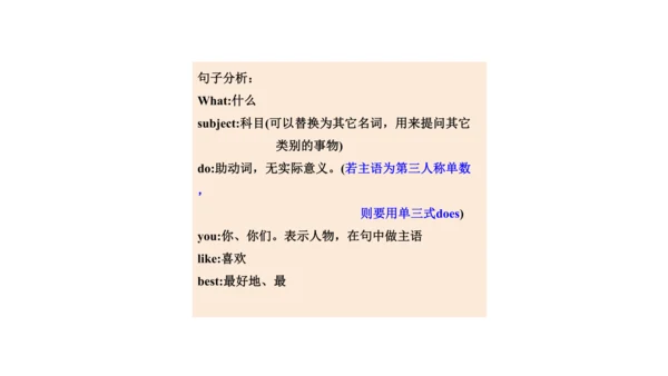 Unit 3  What subject do you like best? 单元知识梳理（单词+句