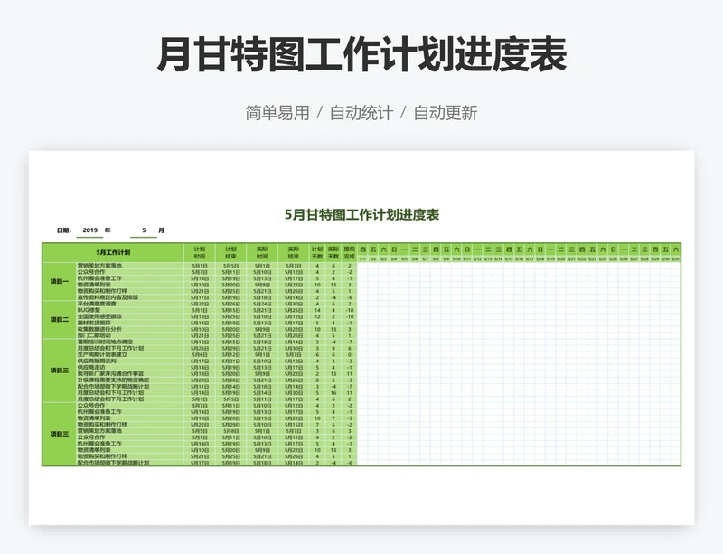 月甘特图工作计划进度表