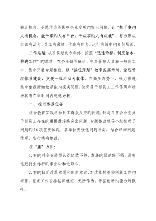 公司开展庸懒散浮拖问题专项整治工作实施方案.docx