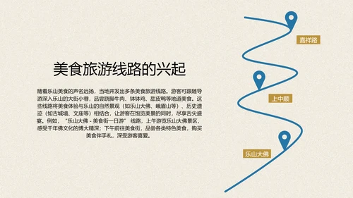 红蓝色手绘插画风乐山美食介绍PPT模板