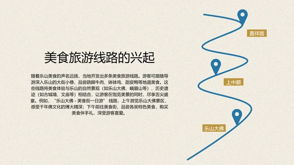 红蓝色手绘插画风乐山美食介绍PPT模板