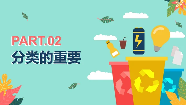 绿色卡通环保垃圾分类主题教育PPT模板