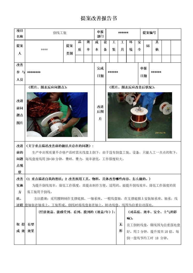 提案改善报告书(案例1)