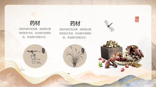 鎏金风中国风中医养生文化中医药材介绍PPT模板