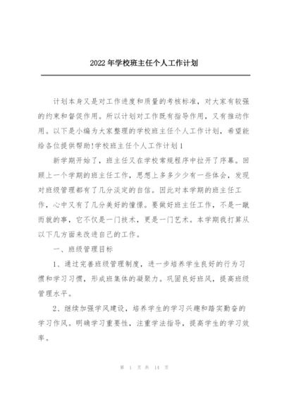 2022年学校班主任个人工作计划.docx