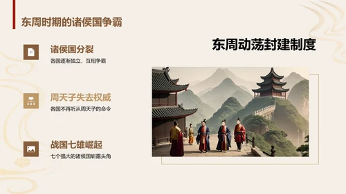 黄色古风教育培训东周封建与文化介绍PPT模板