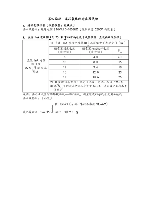 10KV电气设备试验作业指导书