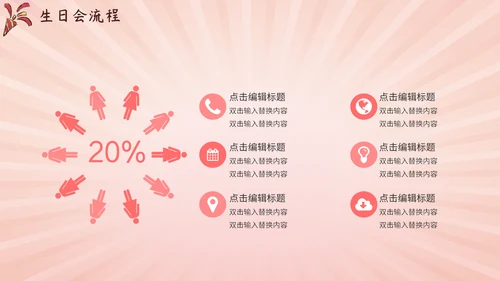 卡通粉色生日会通用PPT模板