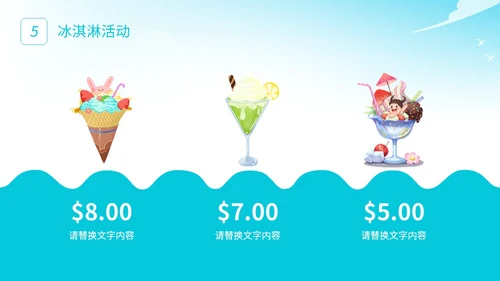展板风夏季清凉活动策划冰淇淋甜筒冷饮宣传PPT