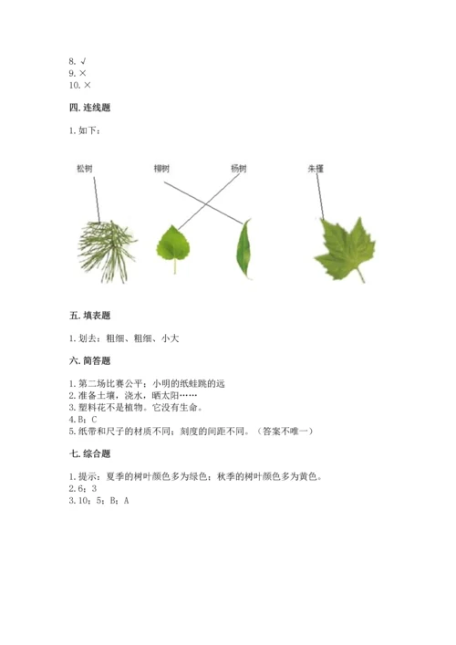 教科版一年级上册科学期末测试卷及1套完整答案.docx