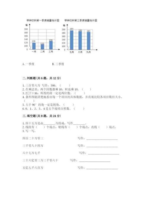 人教版四年级上册数学 期末测试卷及答案（考点梳理）.docx