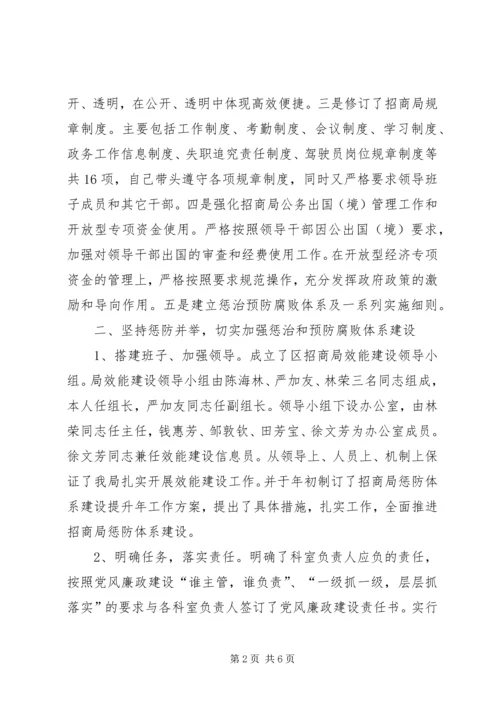 招商局：区招商局领导党风廉政建设自查报告.docx