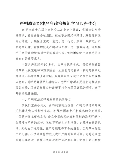 严明政治纪律严守政治规矩学习心得体会 (2).docx