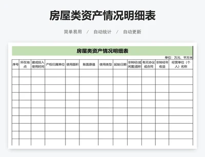 房屋类资产情况明细表