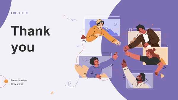 紫色扁平风远程办公PPT主题