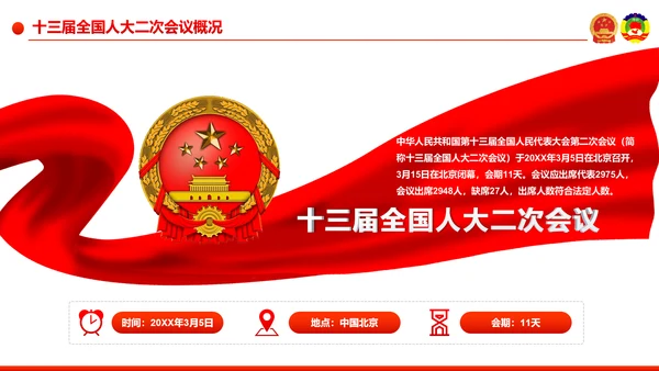 党政大气解读全国两会政府工作报告PPT模板