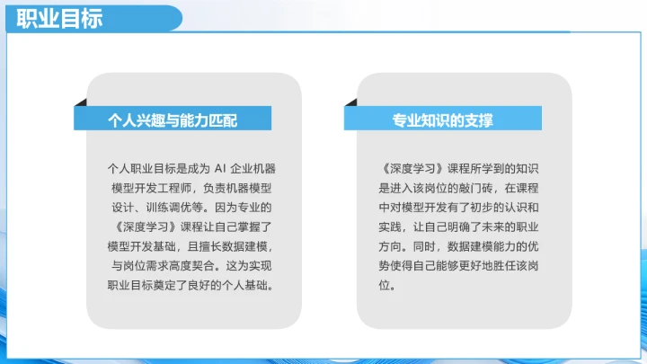 蓝色简约计算机科学与技术专业大学生职业生涯规划展示