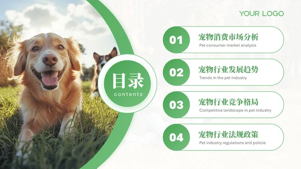 绿色宠物行业报告PPT模版